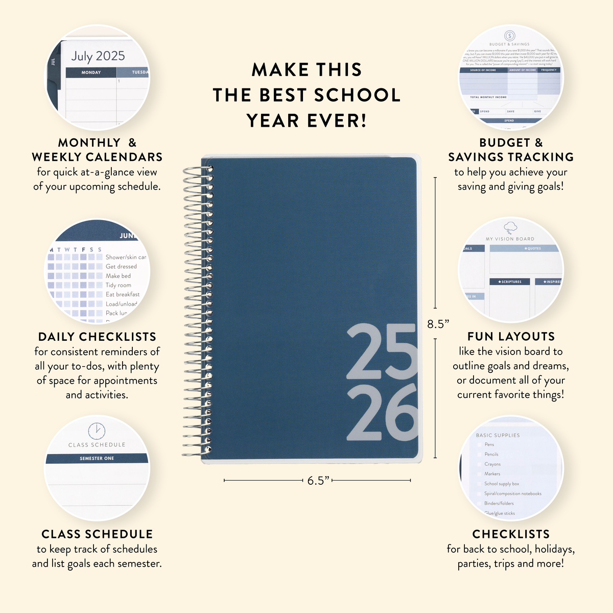 blue student planner features image