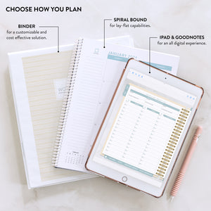 Work Planner available downloaded to iPad and GoodNotes and printed in spiral bound or binder