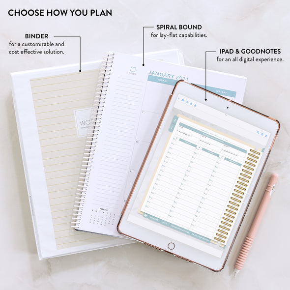 Work Planner available downloaded to iPad and GoodNotes and printed in spiral bound or binder
