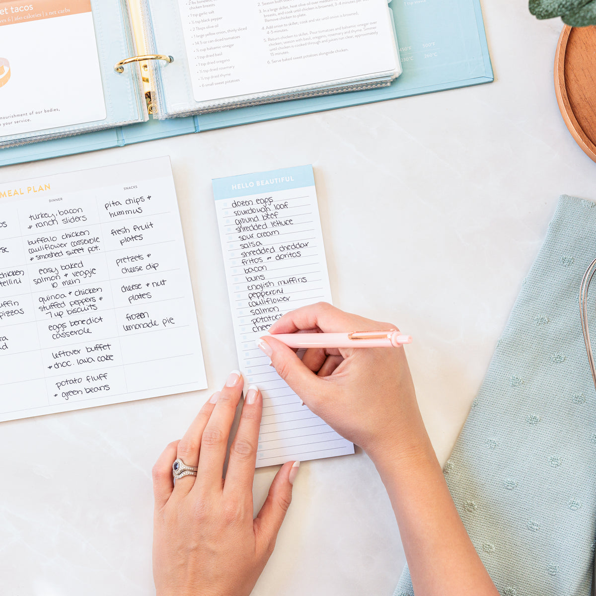 Grocery List Notepad along with Meal Pan Pad and Recipe Binder