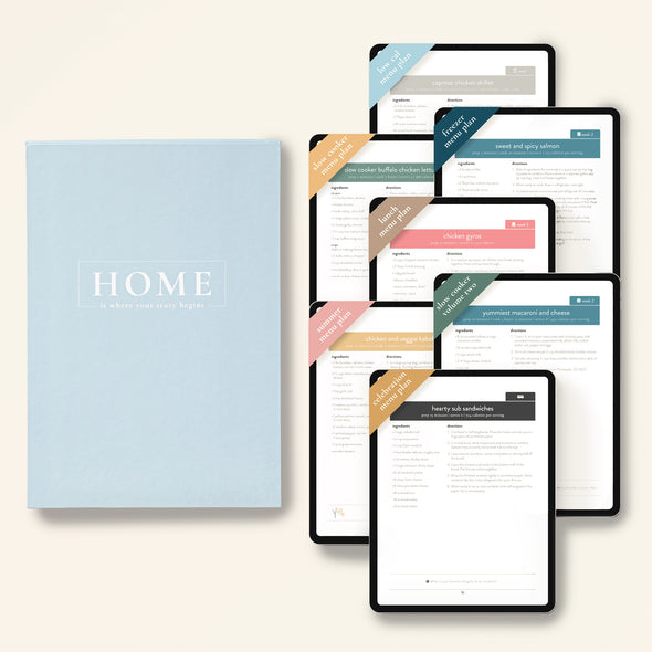 Home Easel Binder and iPads with various menu plans displayed as options