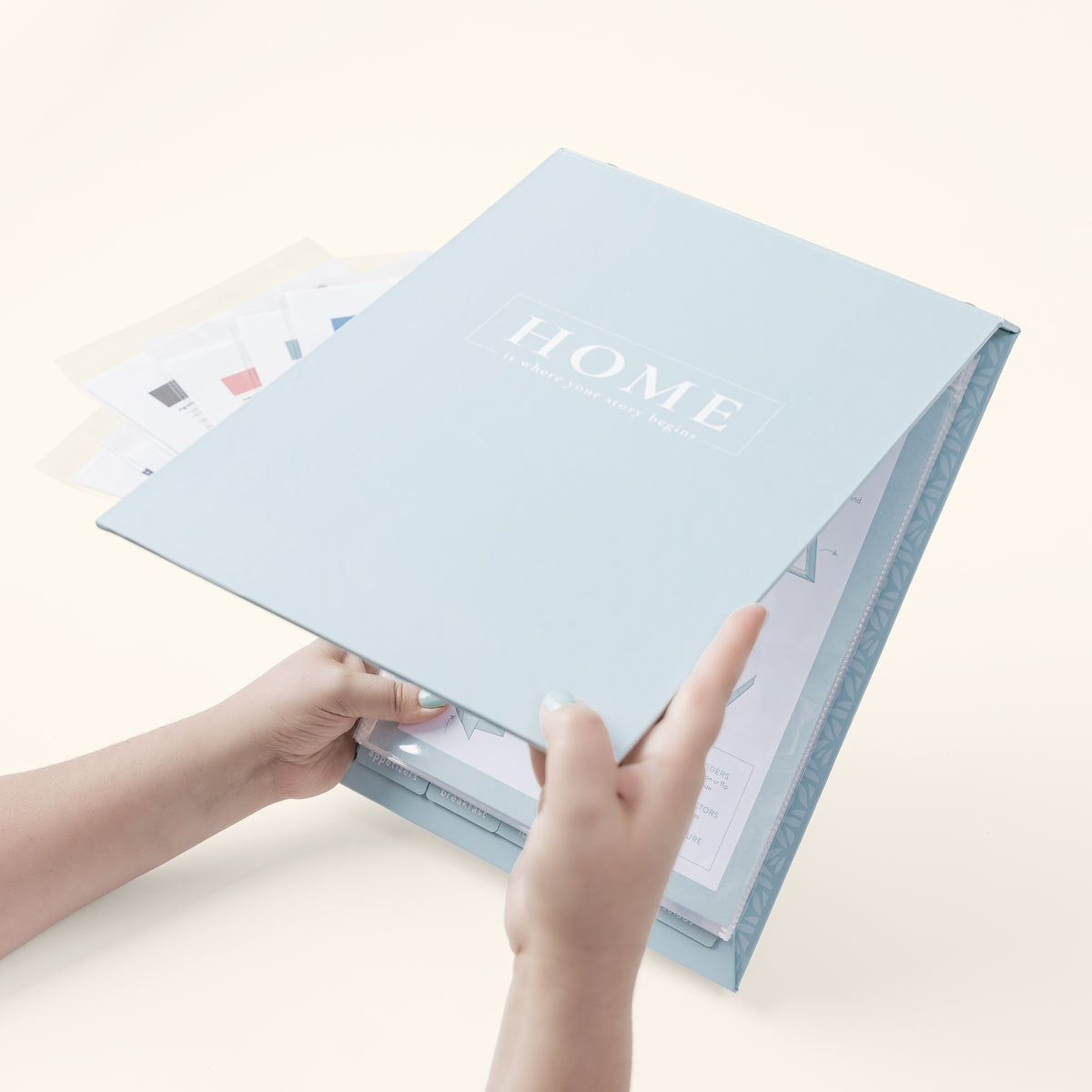 Lady holding Home Easel Binder