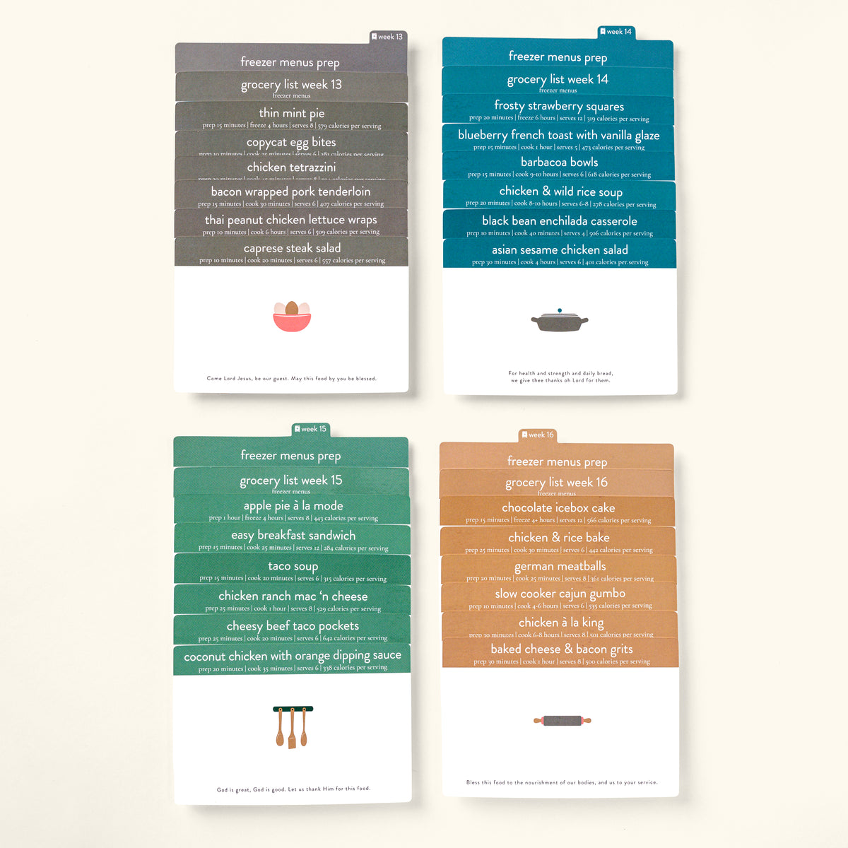 Freezer Expansion Pack recipe cards displayed