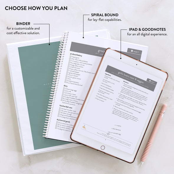 Slow Cooker Vol. 2 Menu Plans downloads available on iPad & GoodNotes, printed in spiral bound or binder