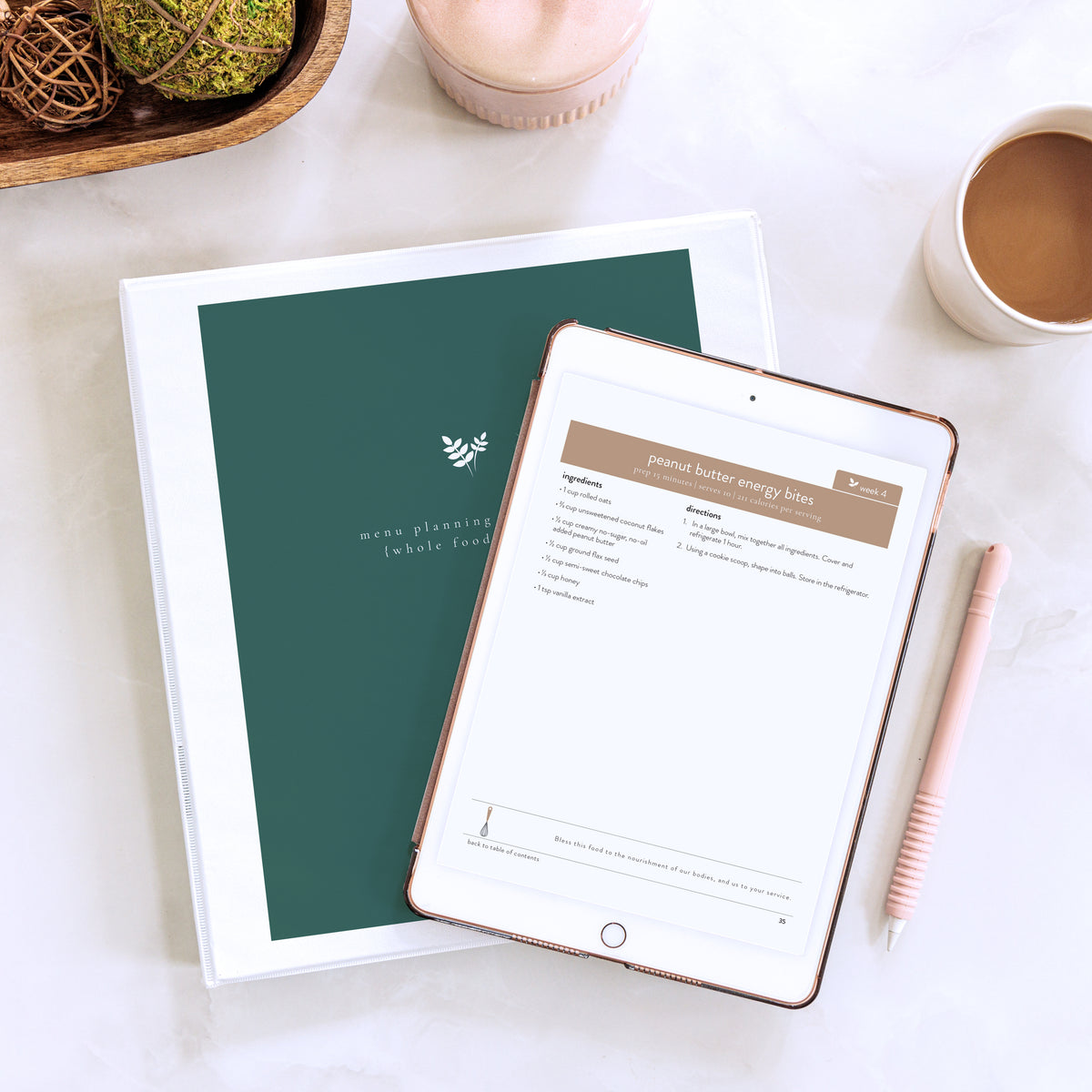 Whole Foods Menu Series downloaded on iPad and printed in binder