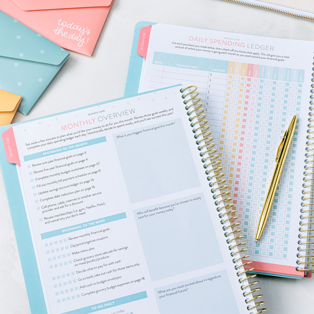 Money Planner Monthly Overview and Daily Spending Ledger