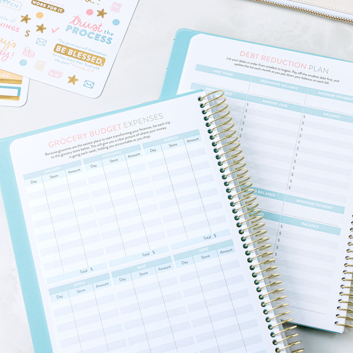 Money Planner Grocery Budget Expenses and Debt Reduction Plan