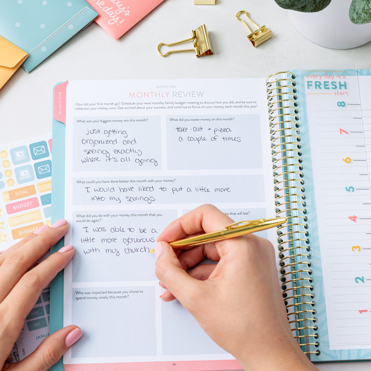 Lady filling out the Money Planner