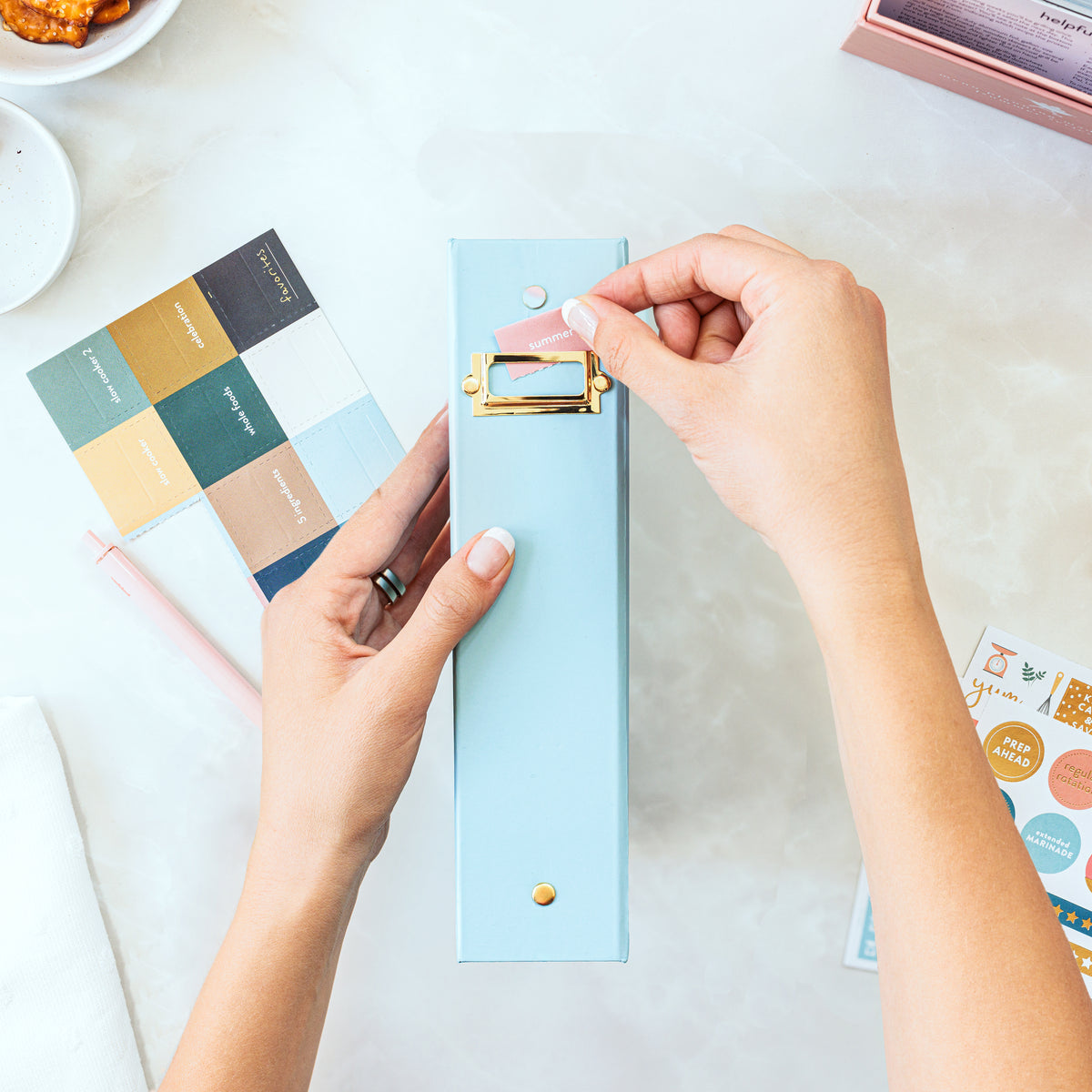 Spine of Recipe Card Binder with label