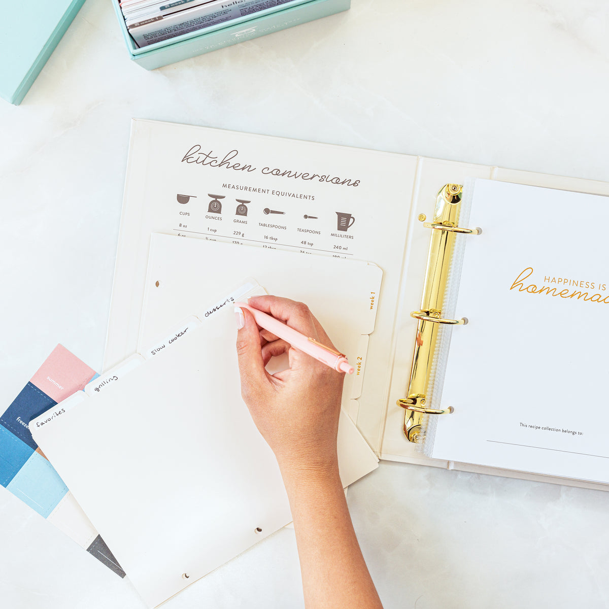 Recipe Card Binder with page dividers