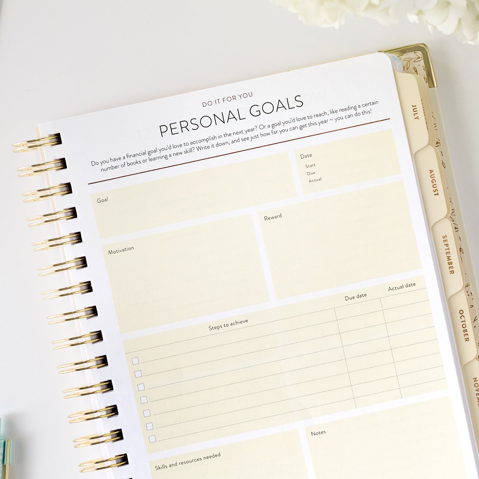 pink work planner personal goals cropped