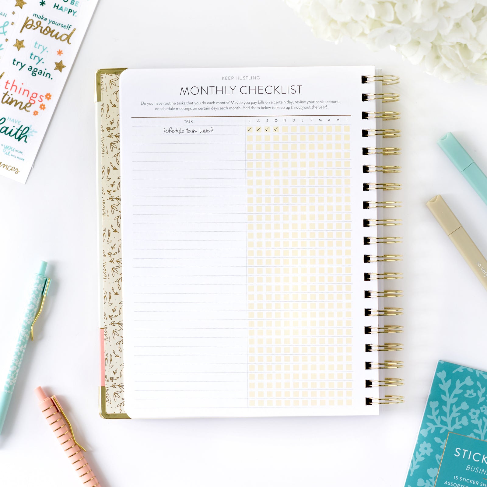pink work planner monthly checklist