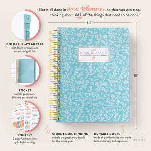 blue floral home planner 2025 benefits 2