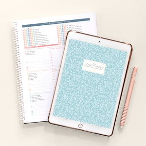 blue floral digital planner 2025