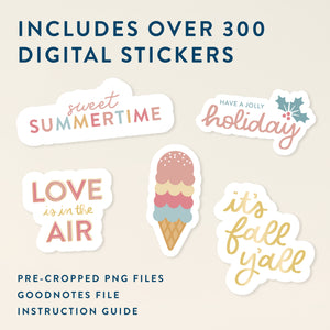 holiday digital sticker books - includes over 300 digital stickers