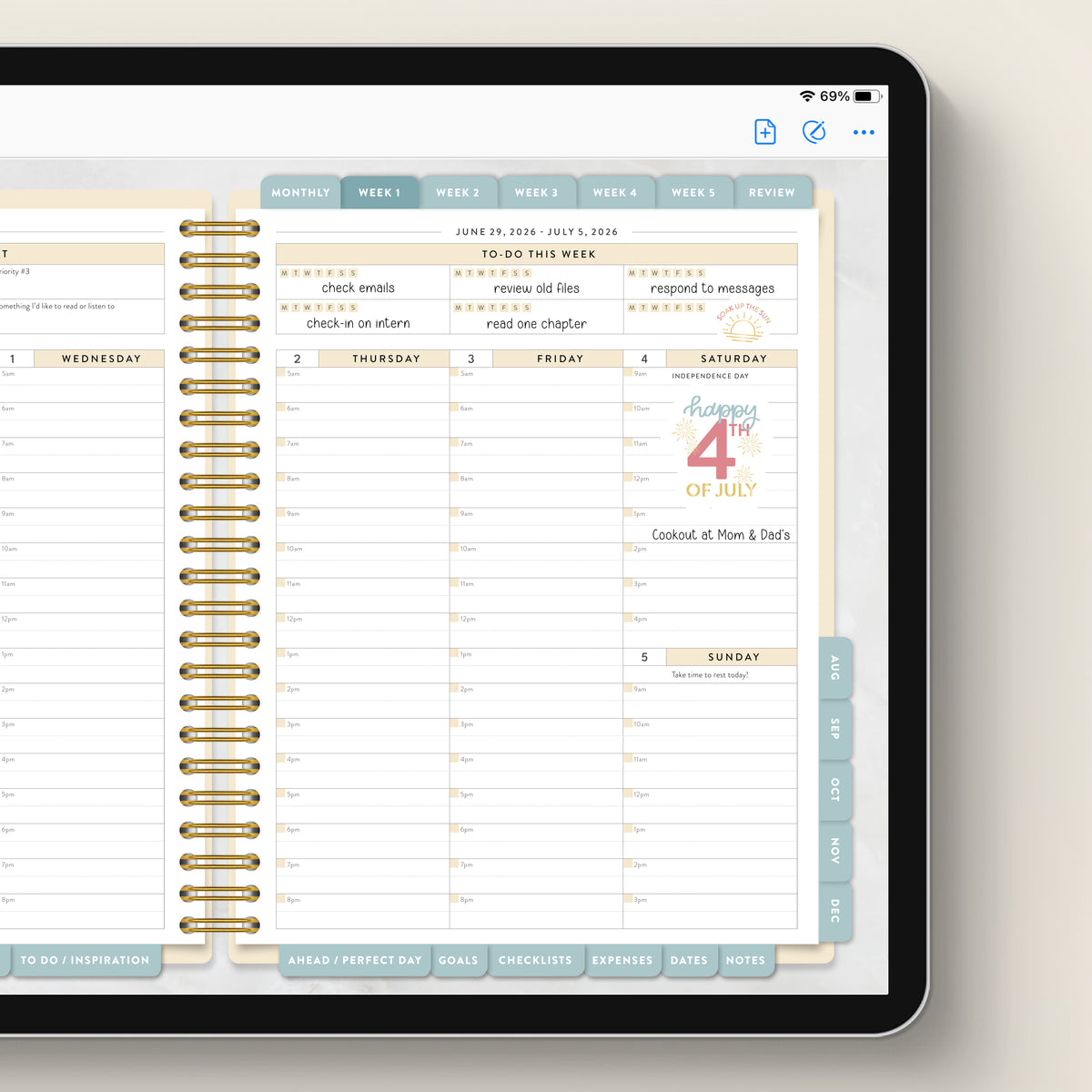 holiday digital sticker book in work planner