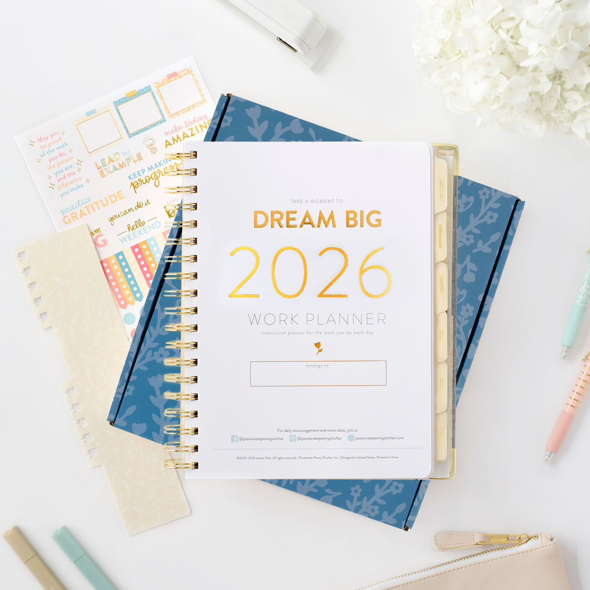 2026 chambray work planner inside cover