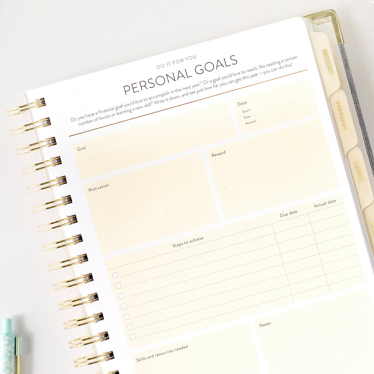 2026 chambray work planner personal goals page