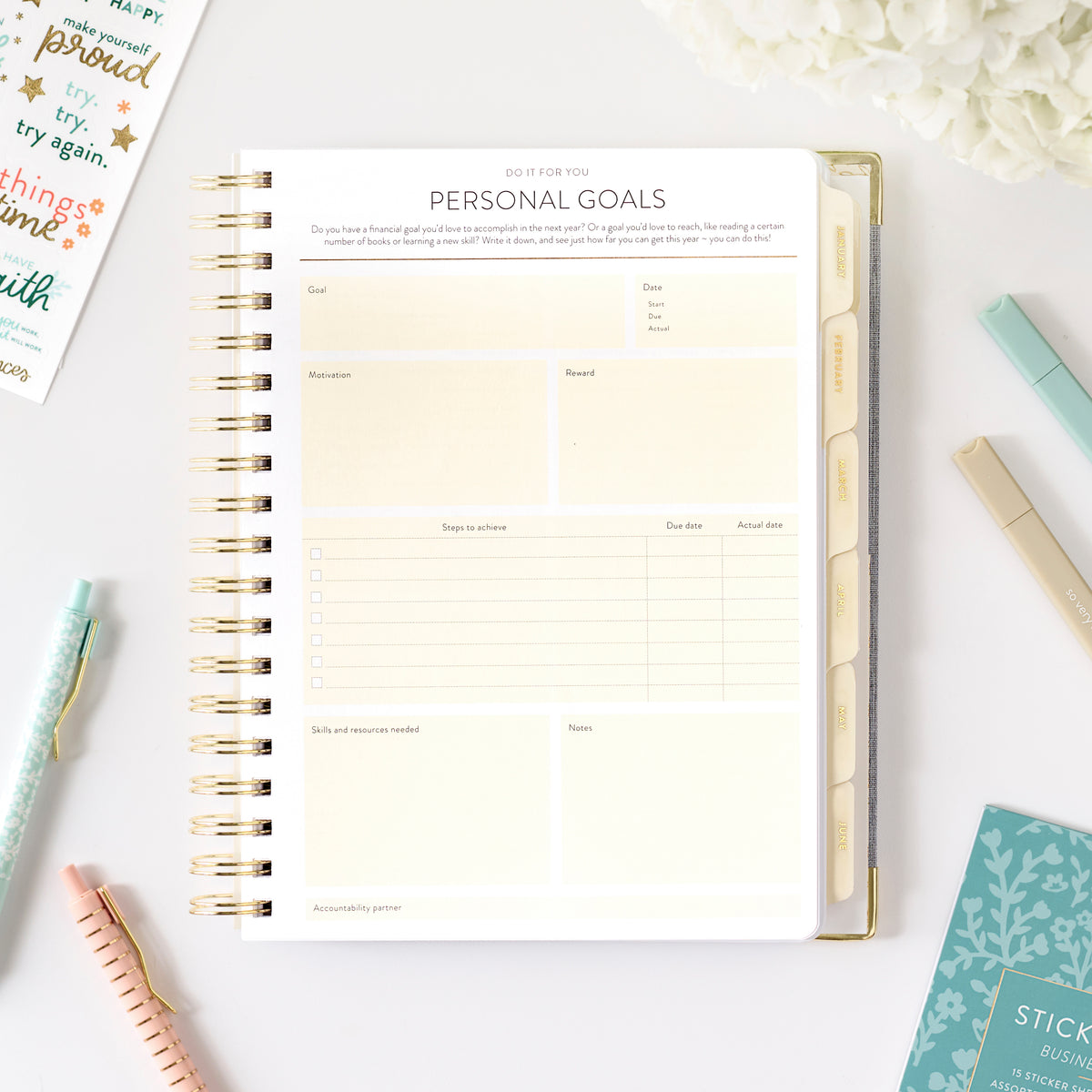 2026 chambray work planner personal goals page