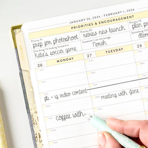 2026 chambray work planner weekly view close up