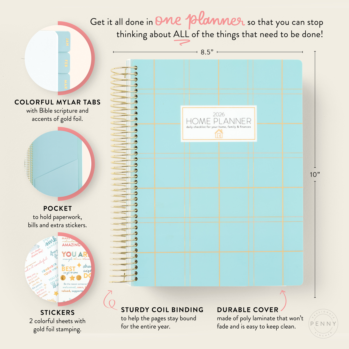 2026 blue plaid home planner benefits 