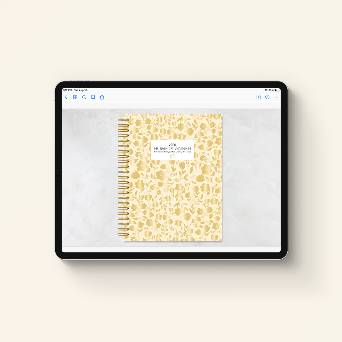 2026 digital home planner cover on tablet 