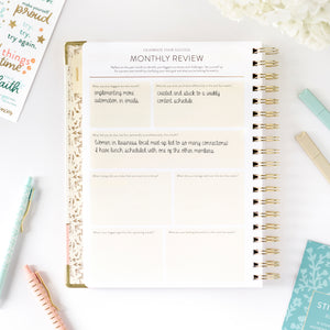 2026 pink work planner monthly review page