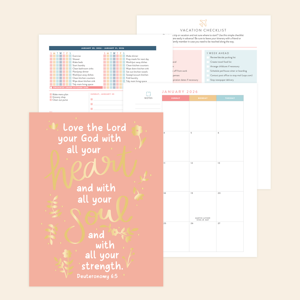 2026 digital home planner scripture printed out