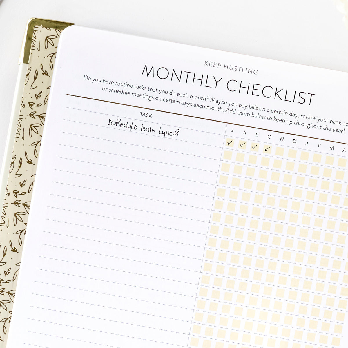 2026 work planner monthly checklist close up