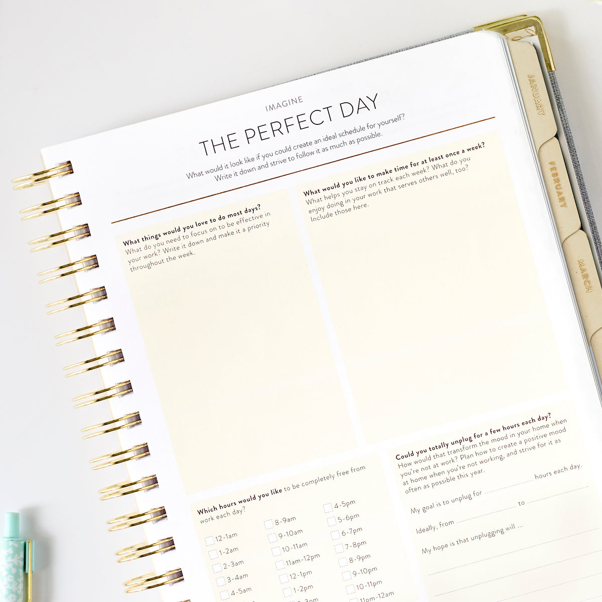 2026 work planner perfect day page