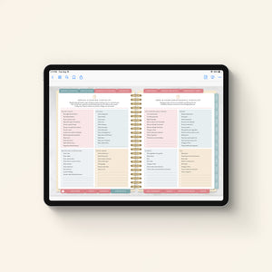 2027 digital home planner spring cleaning and yard and home pages on tablet