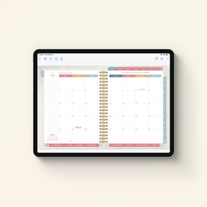 2027 digital home planner monthly pages on tablet