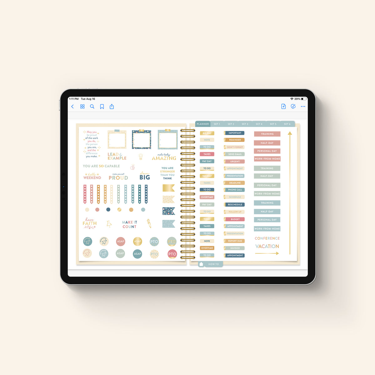 2027 digital work planner on tablet sticker page 