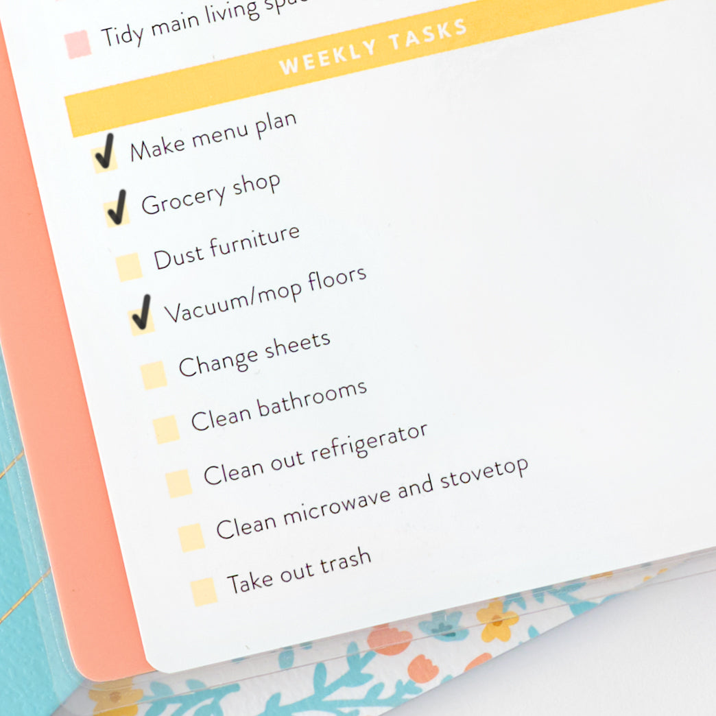close up of pocket calendar weekly tasks