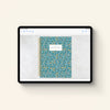 iPad displaying Home Planner in blue floral cover