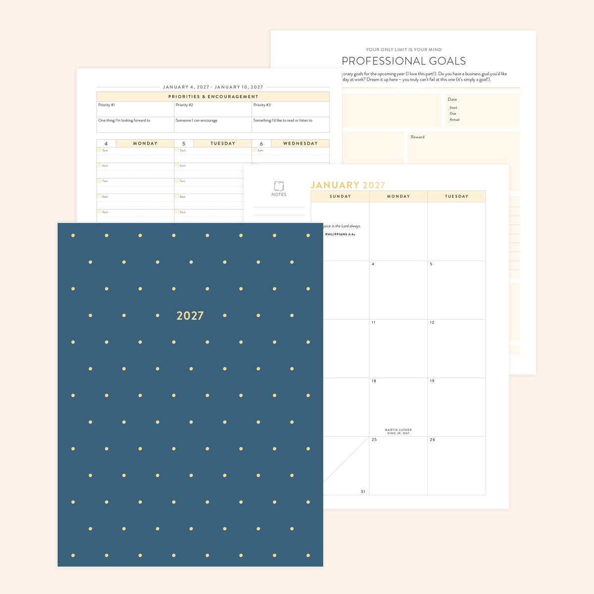 2027 digital work planner pages printed out