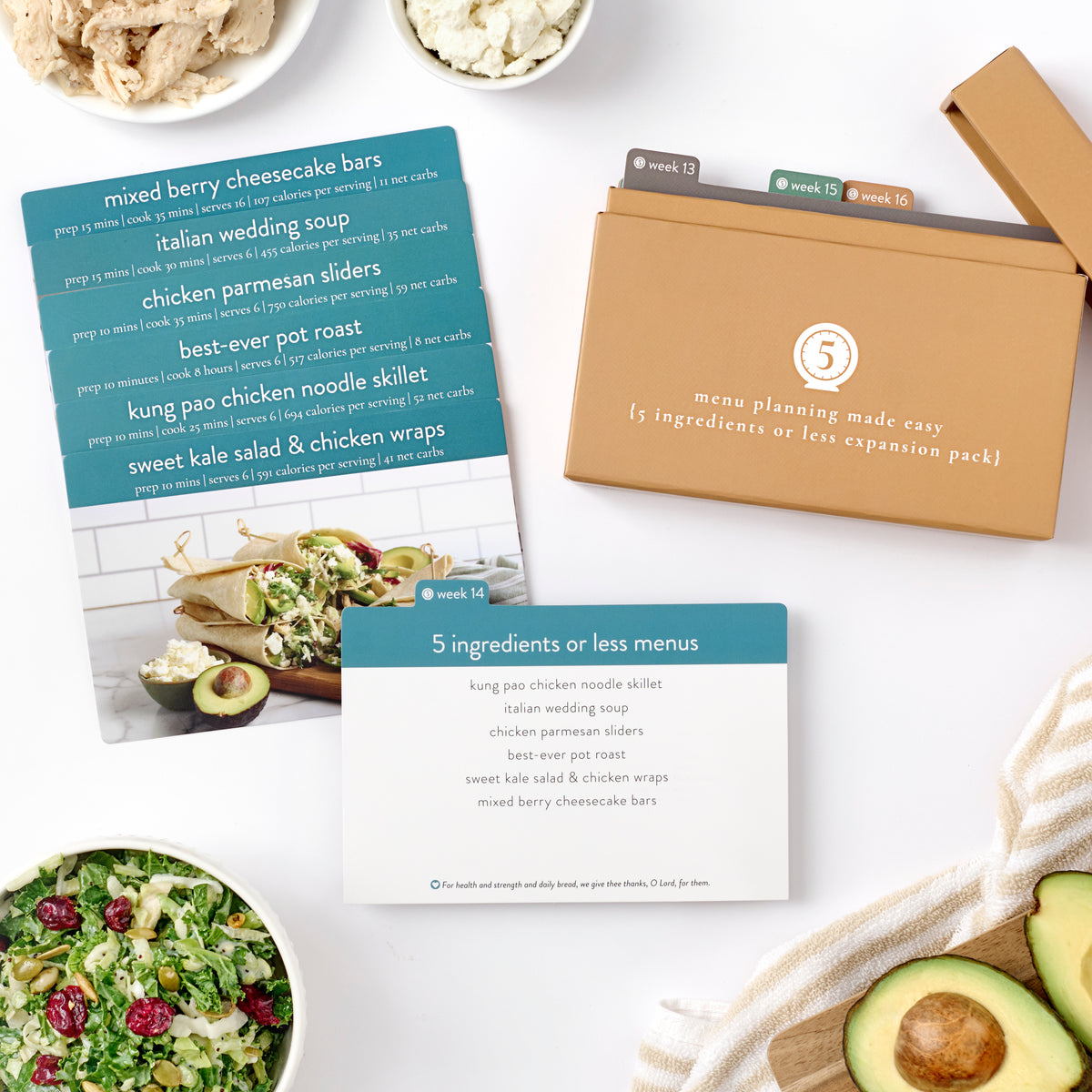 5 ingredients expansion box with cards out on table 