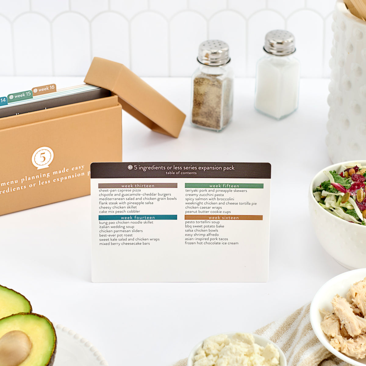5 ingredients expansion box with table of contents card
