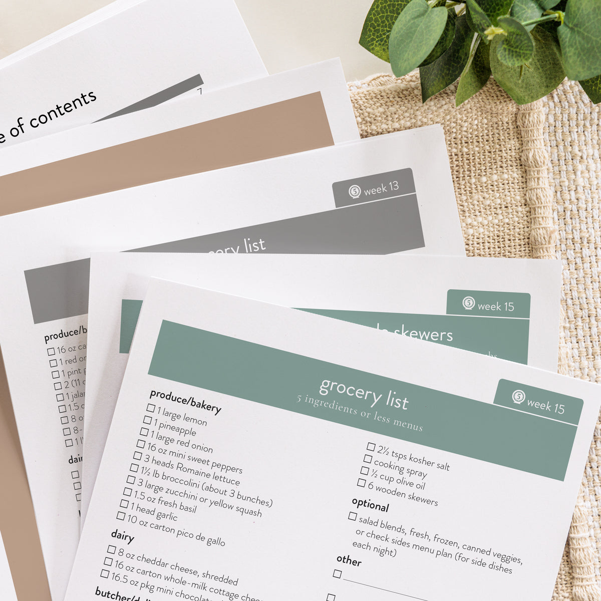 5 ingredients expansion recipes printed out