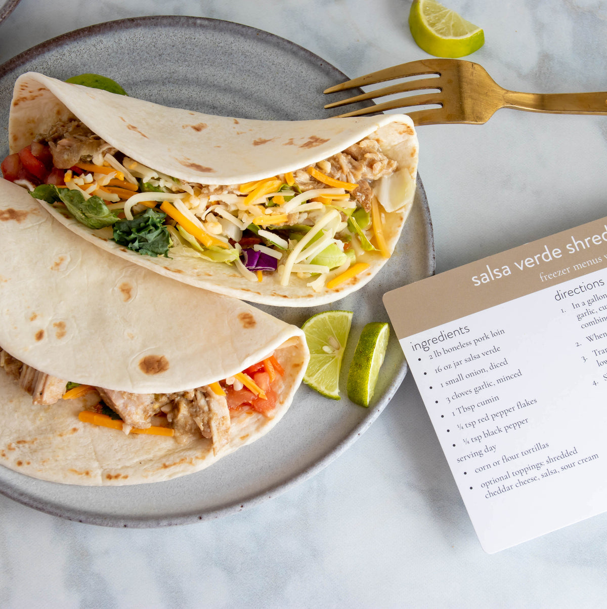 Salsa Verde Shredded Pork prepared and ready to eat from freezer