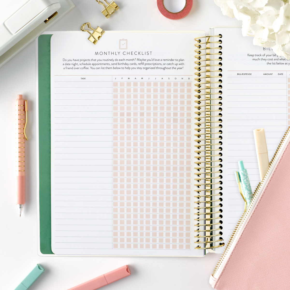 green leaf 2026 home planner monthly checklist page