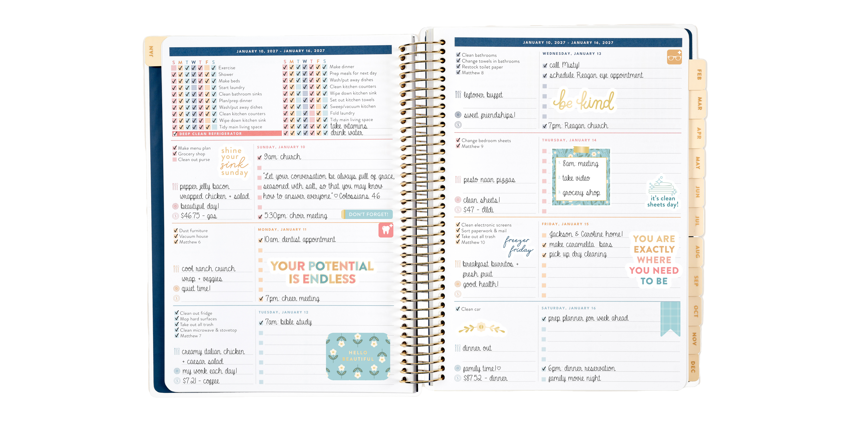 Daily checklist pages inside the Home Planner