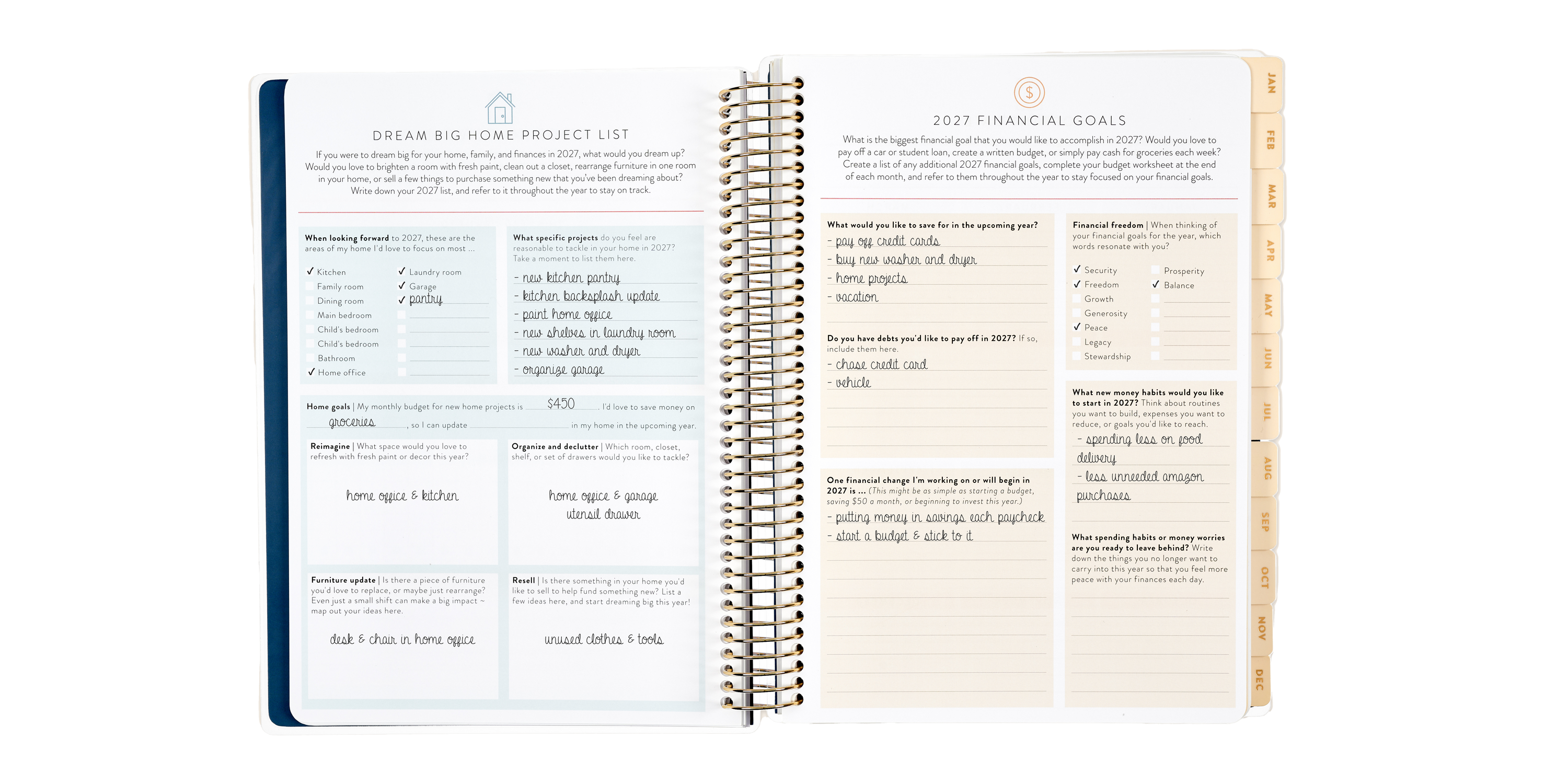 Weekly and daily project pages inside the Home Planner