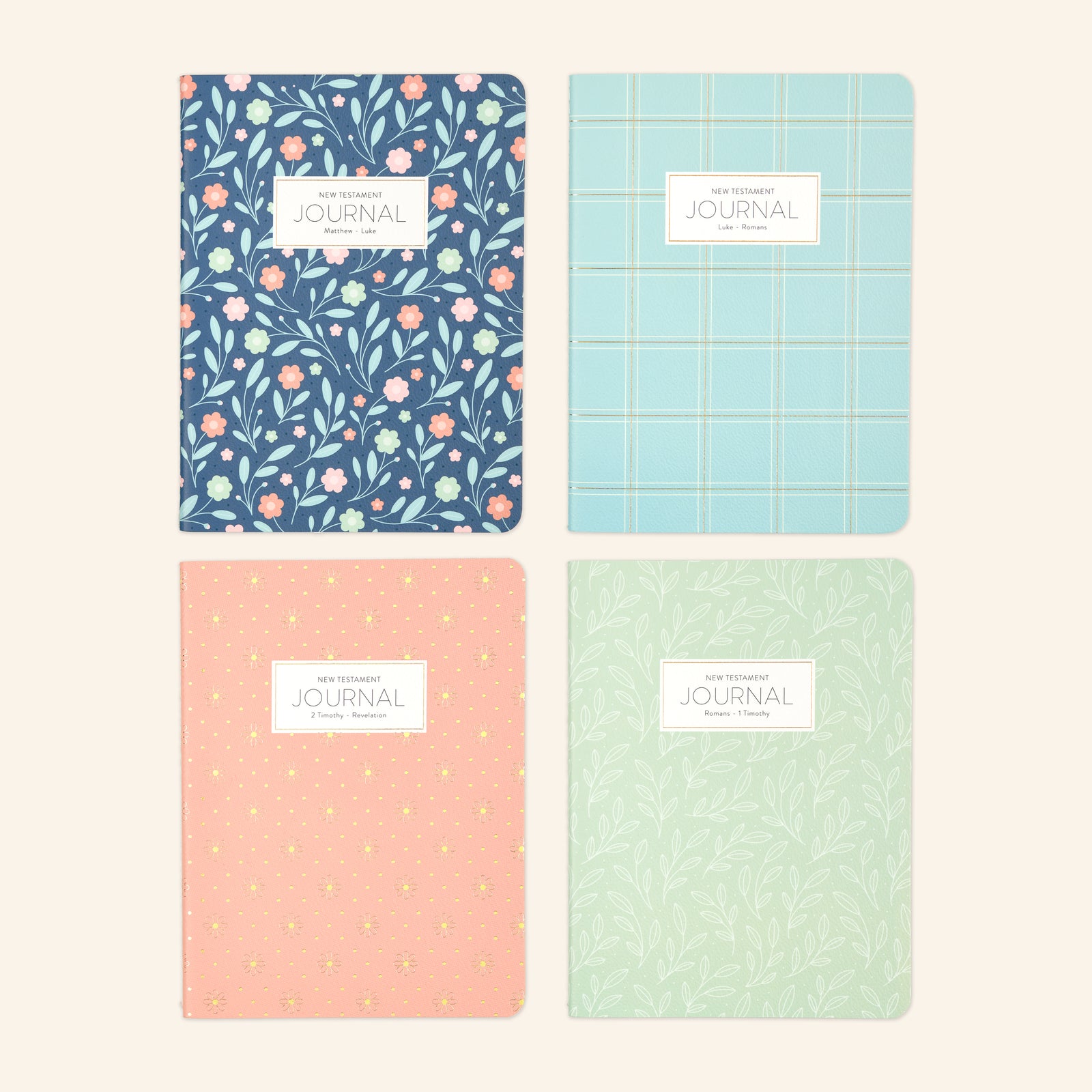 new testament edition 2 journals laid out-  4 covers