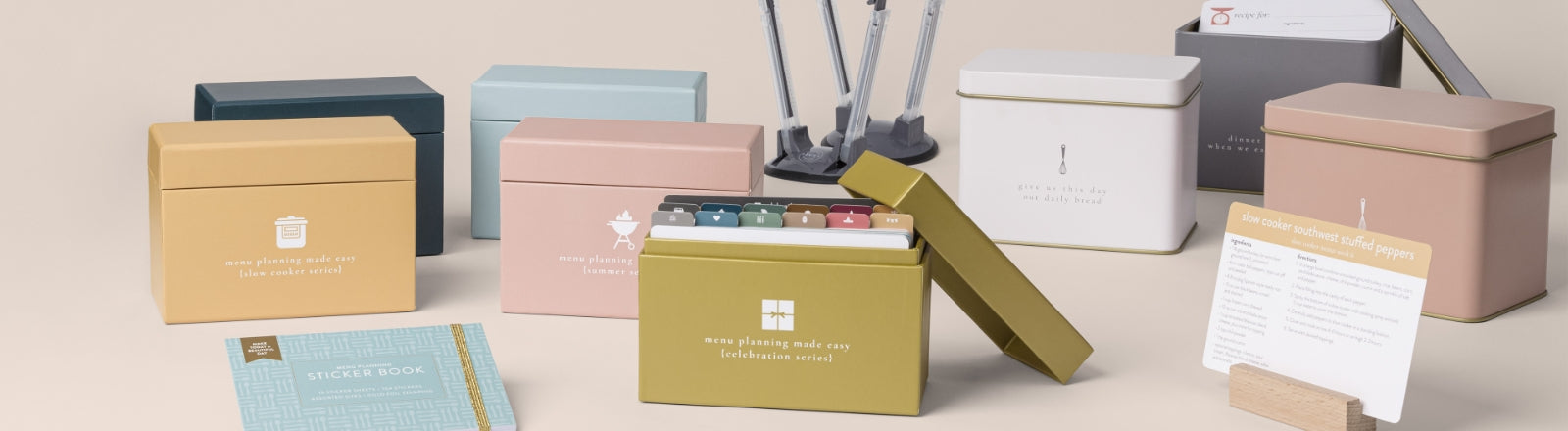 menu planning items on cream background