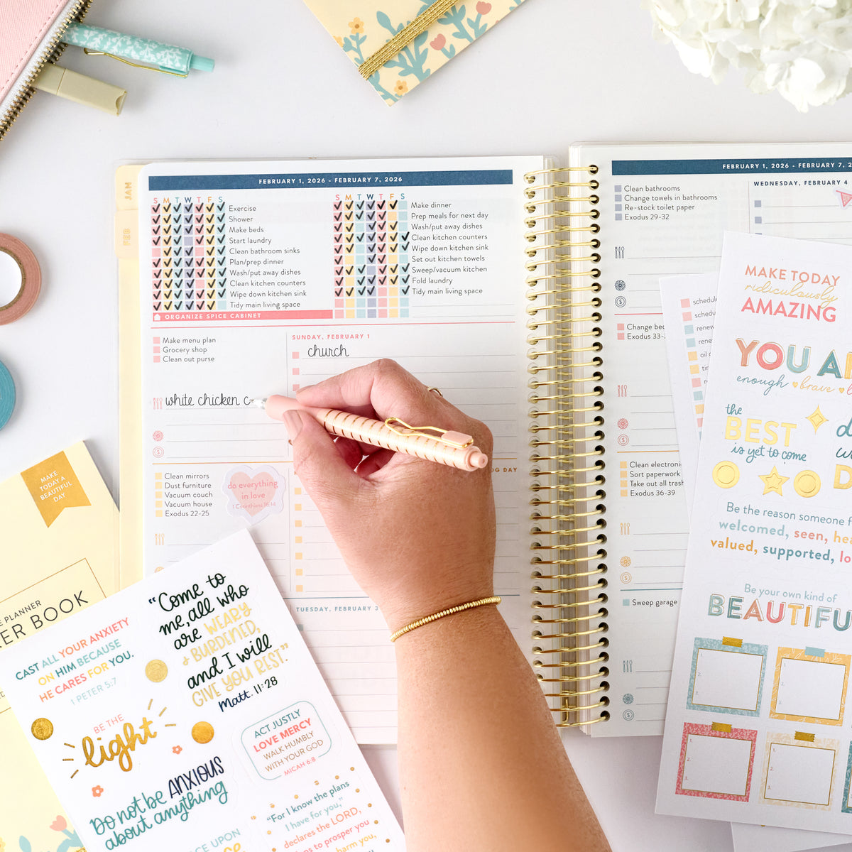 2026 home planner weekly view page being written in