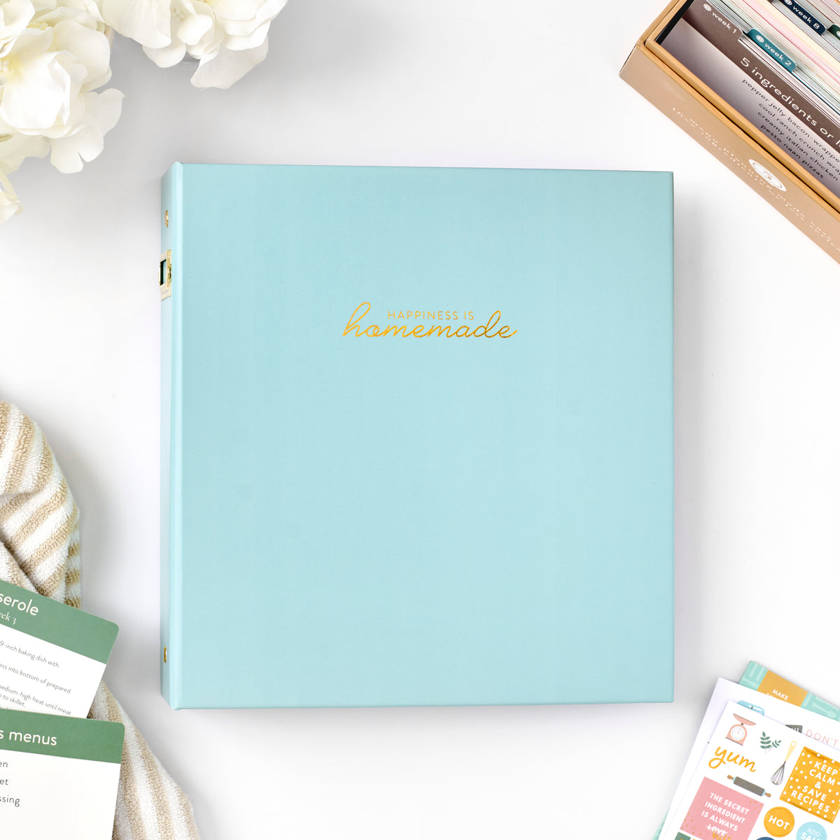 happy blue recipe binder cover
