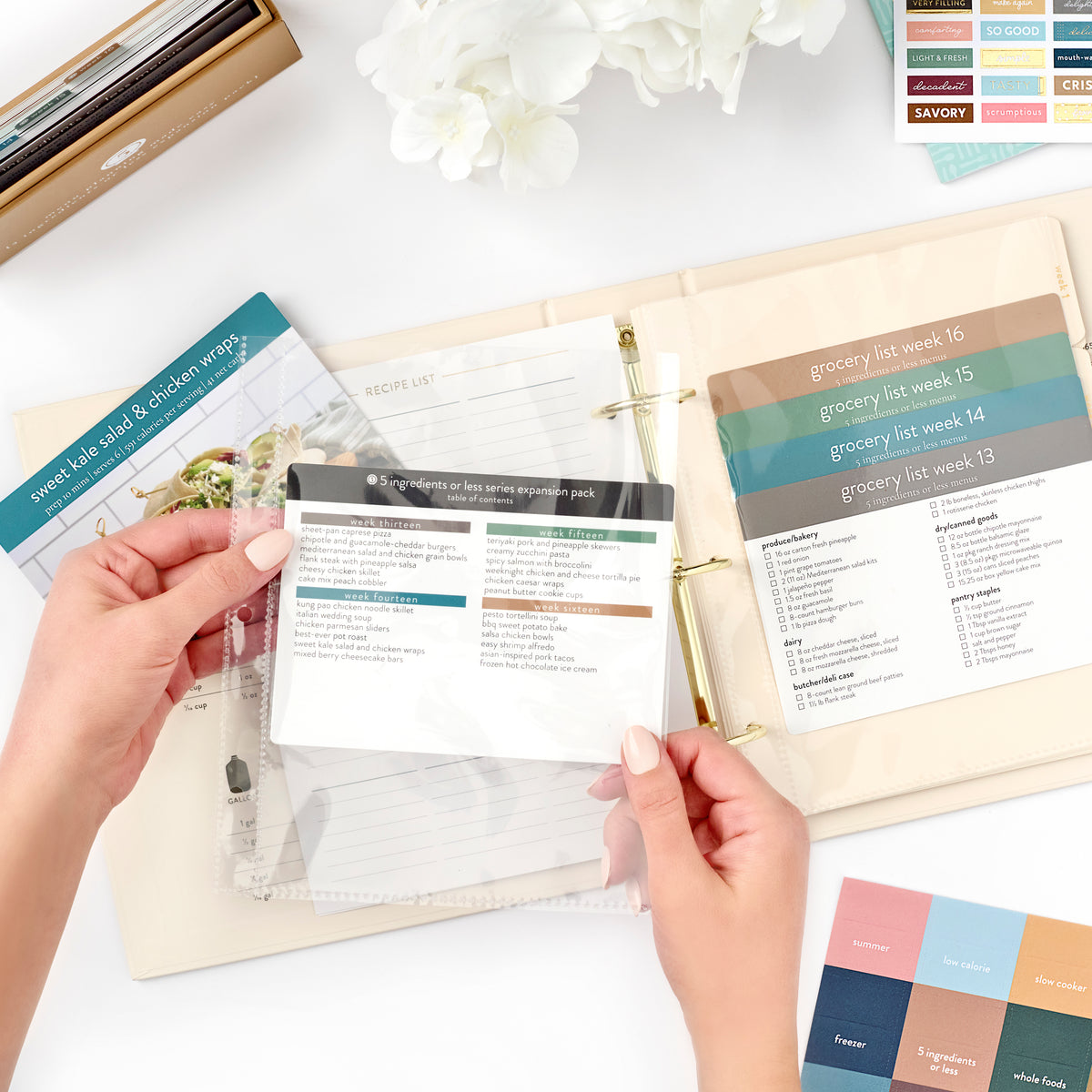 whipped cream binder with recipe cards in inserts