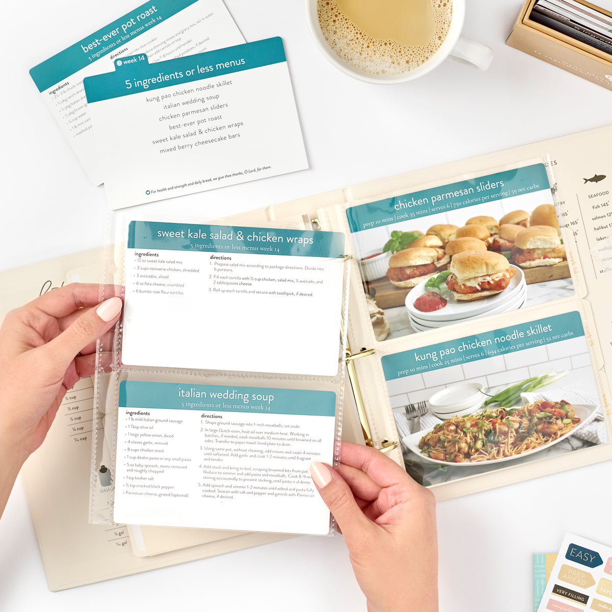 whipped cream recipe binder with 2 recipes in clear inserts