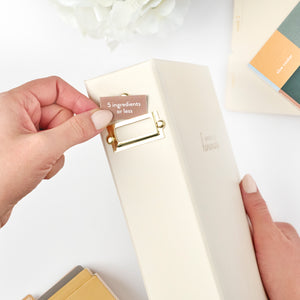 whipped cream recipe binder with label going in